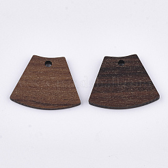 ウォールナットウッドペンダント  台形  サドルブラウン  18x22.5x2.5~3mm  穴：1.8mm&nbsp;WOOD-S054-26
