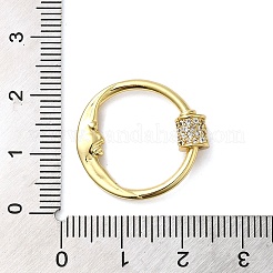 Rack Plating Brass Micro Pave Clear Cubic Zirconia Screw Carabiner Lock Charms&nbsp;KK-D047-08G