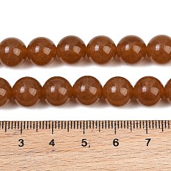 染め加工天然石ホワイトジェイドビーズ連売り  スムーズなラウンド  サドルブラウン  10~10.2mm  穴：1mm  約38個/連  14.96''~15.28''（38~38.8センチメートル）&nbsp;GG-CBAD029-A04-10mm