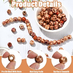 100Pcs Printed Wooden Dyed Beads&nbsp;WOOD-YW0001-56