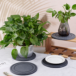 珪藻土植物受け皿4個  丸型吸水性植物マット  濃いグレー  201x8.5mm&nbsp;DIY-WA0001-16