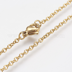 304ステンレススチールペンダントネックレス  カニカン付き  男の子  ゴールドカラー  17.91インチ（45.5cm）  2mm&nbsp;STAS-I075-39G