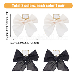 2 Pairs 2 Colors Alloy Dangle Stud Earrings with Cloth Bowknot Charms&nbsp;EJEW-FI0003-28