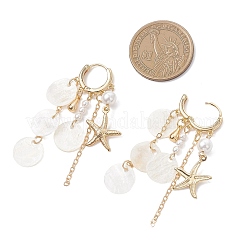 Shell Pearl Hoop Earrings&nbsp;EJEW-TA00789