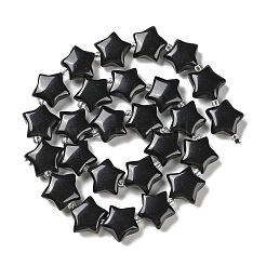 天然石オブシディアンビーズ連売り  シードビーズで  膨らんだ星  14~15.5x15~16x6.5~7mm  穴：1mm  約24~25個/連  15.55''~15.95''（39.5~40.5センチメートル）&nbsp;G-NH0005-022