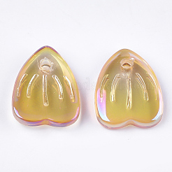 電気メッキガラスチャーム  花びら  ゴールデンロッド  12x9x2.5mm  穴：1mm&nbsp;EGLA-S175-07A