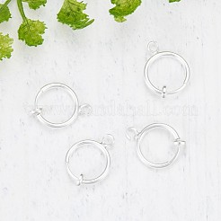 真鍮クリップオンフープピアスパーツ  穴開けないイヤリング  カドミウムフリー＆鉛フリー  銀  15.5x11x1.5~4.5mm  穴：1.8mm&nbsp;KK-P102-01S