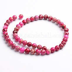 染色された天然のジャスパーラウンドビーズ連売り  カメリア  8mm  穴：1mm  約49個/連  38.5cm&nbsp;G-M274-01-8mm