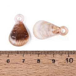 ツートンカラーの不透明プラスチック製ペンダント  貝殻の形のチャーム  ペルー  24x14x5mm  穴：3mm  約617個/500g&nbsp;KY-N025-49