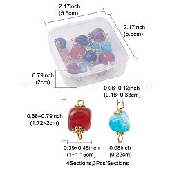 12Pcs 4 Colors Natural Agate Dyed Beads Connector Charms&nbsp;FIND-YW0003-73