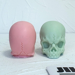 ハロウィーンの頭蓋骨 DIY 食品グレードのシリコンキャンドル型  アロマセラピーキャンドル型  香りのキャンドル作り型  ホワイト  8.1x6.9x8.7cm&nbsp;PW-WG53501-01