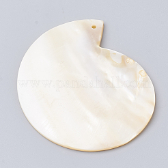 淡水シェルペンダント  乳白色  62x58x2.5mm  穴：1.8mm&nbsp;SHEL-Q020-13
