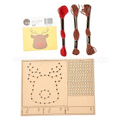 大人のためのクリスマスをテーマにしたDIYネイルストリングアートキット  線を描く釘を描く  木製のステンシルと羊毛糸を含む  鹿の模様  21x16x0.3cm&nbsp;DIY-P014-C01