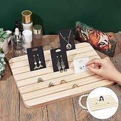 木製ディスプレイスタンド  リング イヤリング ネックレス ブレスレット オーガナイザー用  長方形  湯通しアーモンド  33.5x23.4x1.65cm&nbsp;ODIS-WH0025-64