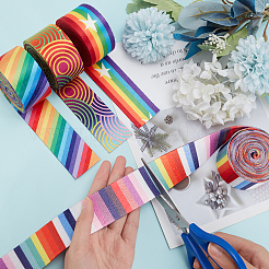 4 Rolls 4 Styles 3M Double Face Printed Polyester Ribbons&nbsp;SRIB-WR0001-05