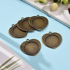 バレンタインデー用合金ハート彫刻単語愛ペンダントカボションベゼルセッティング  カドミウムフリー＆ニッケルフリー＆鉛フリー  アンティークブロンズ  フラットラウンドトレイ：25mm  37x36x2mm  穴：3mm&nbsp;X-TIBEP-M018-104AB-NF