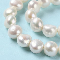 天然養殖淡水パールビーズ連売り  研磨両側  グレード6a+  パパイヤホイップ  9~12x7~8.5mm  穴：0.6mm  約38個/連  14.57~14.76インチ（37~37.5cm）&nbsp;PEAR-E018-70