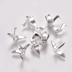合金ビーズ  折り鶴  銀色のメッキ  16x21x8mm  穴：1.4mm&nbsp;PALLOY-WH0067-64S