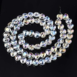 電気メッキガラスビーズセット  ABカラー  ハート  クリアAB  9~10x10x5.5mm  穴：0.8mm  約70~71個/連  25.20インチ〜26.38インチ（64~67cm）&nbsp;EGLA-S188-14-B03