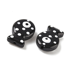 焼き絵の具、ガラス、エナメル、ビーズ  魚  ブラック  19.5x12.5x6~6.5mm  穴：1.2~1.4mm&nbsp;LAMP-D303-04K