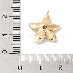 真鍮製エナメルペンダント  ガラスと  18KGP本金メッキ  花のチャーム  アンティークホワイト  19x16x5mm  穴：1mm&nbsp;X-KK-S368-13G-02