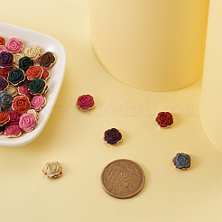 100色の不透明樹脂フラワーカボション10個  プラスチックのセッティングで  ローズ  ミックスカラー  12x5mm  10個/カラー&nbsp;CRES-YS0001-06