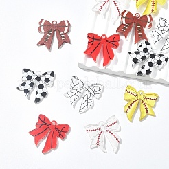 12Pcs 6 Colors Ball Styles Printed Acrylic Pendants&nbsp;OACR-YW0004-36
