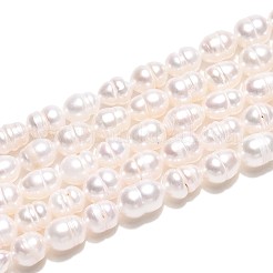 天然養殖淡水パールビーズ連売り  ライス  乳白色  5~7.5x4.5~5mm  穴：0.4~0.5mm  約28~29個/連  6.89~7.28''（17.5~18.5センチメートル）&nbsp;PEAR-T006-06