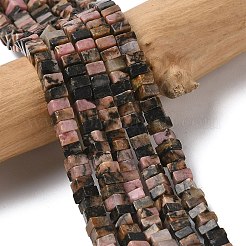 天然石ロードナイトビーズ連売り  正方形  4.5x4.5x2.5mm  穴：1mm  約46~51個/連  14.57~15.35''（37~39センチメートル）&nbsp;G-A280-C11-01
