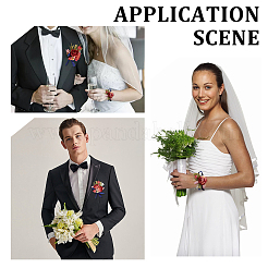 シルク布製手首コサージュ1個  シルク布の花のブートニエールブローチ1個付き。  結婚式のための  パーティー  ファイヤーブリック  120x22~90x53mm&nbsp;AJEW-CP0001-71