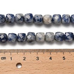 天然ブルースポットジャスパービーズ連売り  多面カット  キューブ  6.5~7.5x6.5~7.5x6.5~7.5mm  穴：1.2mm  約57~58個/連  15.35''~15.55''（39~39.5センチメートル）&nbsp;G-H078-C20-01