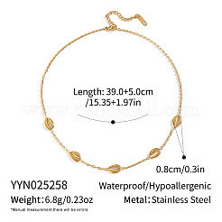 304ステンレススチール製シェルシェイプリンクチェーンネックレス（女性用）  ゴールドカラー  15.35インチ（39cm）&nbsp;EV6975-2