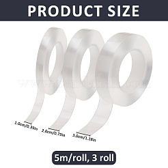 3 Rolls 3 Styles 5M Transparent Acrylic Double Sided Adhesive Tape&nbsp;AJEW-FH0009-05