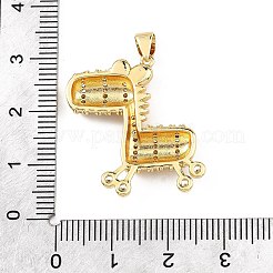 真鍮マイクロパヴェクリアキュービックジルコニアペンダント  馬のチャーム  18KGP本金メッキ  26.5x23x6mm  穴：3.5x3mm&nbsp;KK-B177-02G