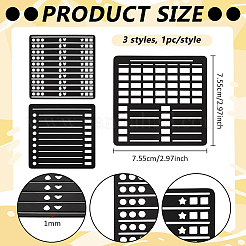 ステンレス製付箋テンプレート3個  正方形  ブラック  75.5x75.5x1mm&nbsp;DIY-BC0016-92