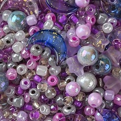 DIYジュエリー作りのパーツキット  ガラスビーズとペンダントを含む  アクリルビーズ  蘭  ビーズ：2.5~8x4~8.5x4~8.5mm  穴：1~1.8mm  845個;ペンダント: 16x11.5x3.2mm  穴：1.2mm&nbsp;DIY-YW0008-92