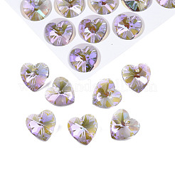 電気メッキガラスチャーム  多面カット  クロス  ライラック  14x14x7mm  穴：1.6mm&nbsp;EGLA-N006-061