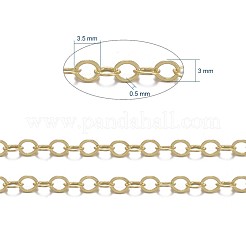 真鍮フラットオーバルアズキチェーン  溶接されていない  カドミウムフリー＆ニッケルフリー＆鉛フリー  ゴールドカラー  3.5x3x0.5mm&nbsp;X-CHC025Y-G