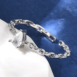 925 Sterling Silver Pave Cubic Zirconia Open Cuff Rings&nbsp;RJEW-R016-01P-01