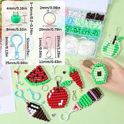 DIYフルーツキーホルダー作りキット  バレルヨーロッパ樹脂とプラスチックビーズを含む  ポリエステルコード  プラスチックと鉄のキーホルダーの留め金のパーツ  ミックスカラー  640個/箱&nbsp;DIY-SC0023-53