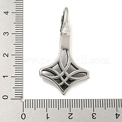 316サージカルステンレスペンダント  バイキング トール ハンマー チャーム  アンティークシルバー  39x22.5x10.5mm  穴：5x8.5mm&nbsp;STAS-E212-105AS