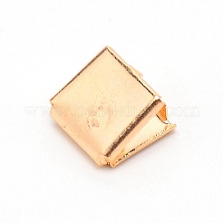 真鍮製カシメリボン止めエンドパーツ  圧着端のパーツ  正方形  ライトゴールド  7.5x8mm&nbsp;KK-WH0044-04B-KCG