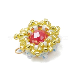シードビーズ ビーズチャーム  花のペンダント  インディアンレッド  18x17x7.5mm  穴：2.5mm&nbsp;PALLOY-MZ00273-03