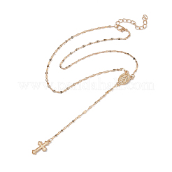 Alloy Cross & Oval Virgin Mary Rosary Bead Necklaces for Women&nbsp;WGC59F8-01