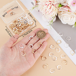 100個 2色 304ステンレススチール フレンチフックピアス金具  カン付き  ゴールデン＆シルバー  14x12x2mm  穴：1.2mm  ピン：0.6x1mm  50個/カラー&nbsp;STAS-BBC0006-27