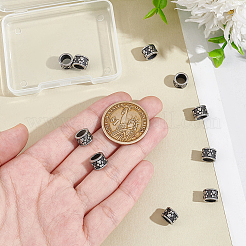 足跡付き柱10個、304ステンレススチール製ヨーロピアンビーズ  大穴ビーズ  アンティークシルバー  8x6mm  穴：6mm&nbsp;STAS-UN0060-10