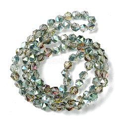 電気メッキガラスビーズセット  多面カットラウンド  ダークシーグリーン  5.5x5x6mm  穴：1mm  約101個/連  22.05''（56センチメートル）&nbsp;EGLA-K061-07A-HR02