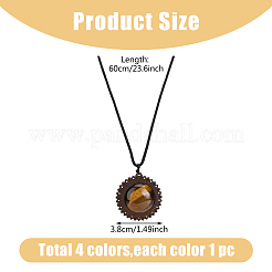 4Pcs 4 Styles Natural & Synthetic Mixed Stone & Wood Flower Pendant Necklaces Set with Adjustable Nylon Cords&nbsp;NJEW-FI0001-42