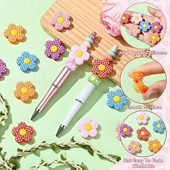 シリコーン焦点ビーズ  タータン模様の花  ミックスカラー  26.5x27.5x8mm  穴：2mm  2個/カラー&nbsp;SIL-CJ0002-32