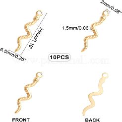 304ステンレスペンダント  ヘビ  ゴールドカラー  28x6.5x1.5mm  穴：2mm  10個/箱&nbsp;STAS-UN0006-79G
